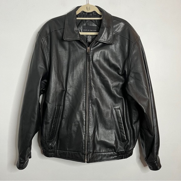 Croft & Barrow Genuine Leather Black Leather Bomber Jacket Zip Front Men's LT - Picture 1 of 12